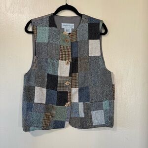 Vintage 100% wool (lined) patchwork vest